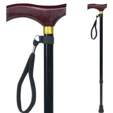 Lightweight Aluminium Offset Walking Cane - Collapsible Walking Stick with Ergonomic Derby Handle - Ideal Daily Living Aid for Limited Mobility