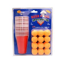 Beer Pong Set, 24 Red Cups and 24 Ping Pong Balls. . Perfect for indoor game nights, holiday parties, birthday parties and more!