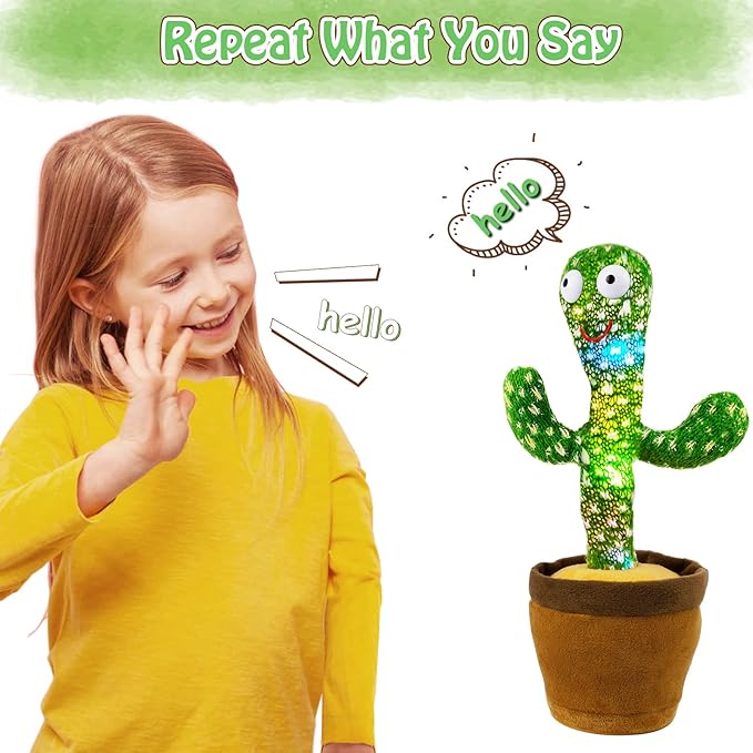 Dancing Cactus Toy for Kids, Repeating Words, Electric Plush, Early Education & Home Decoration