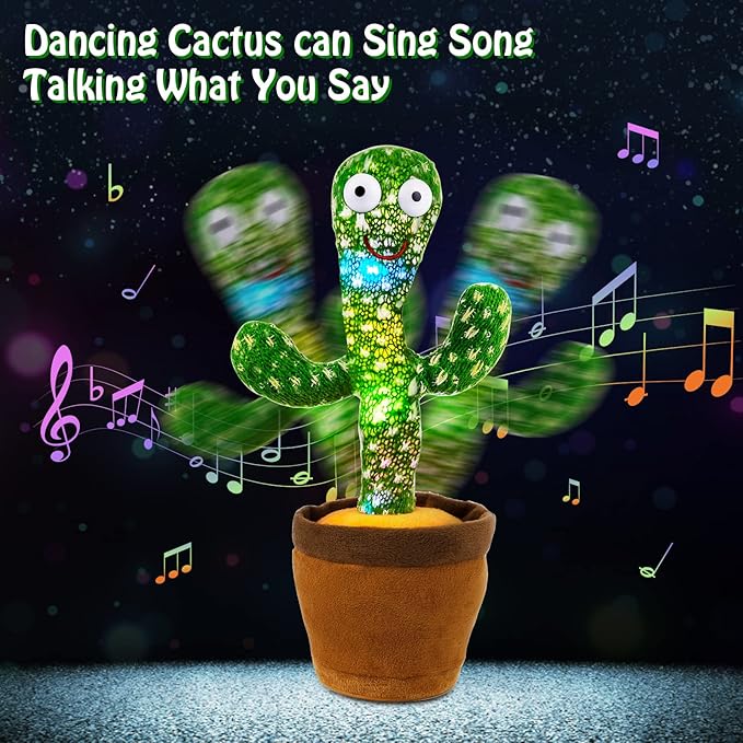 Dancing Cactus Toy for Kids, Repeating Words, Electric Plush, Early Education & Home Decoration