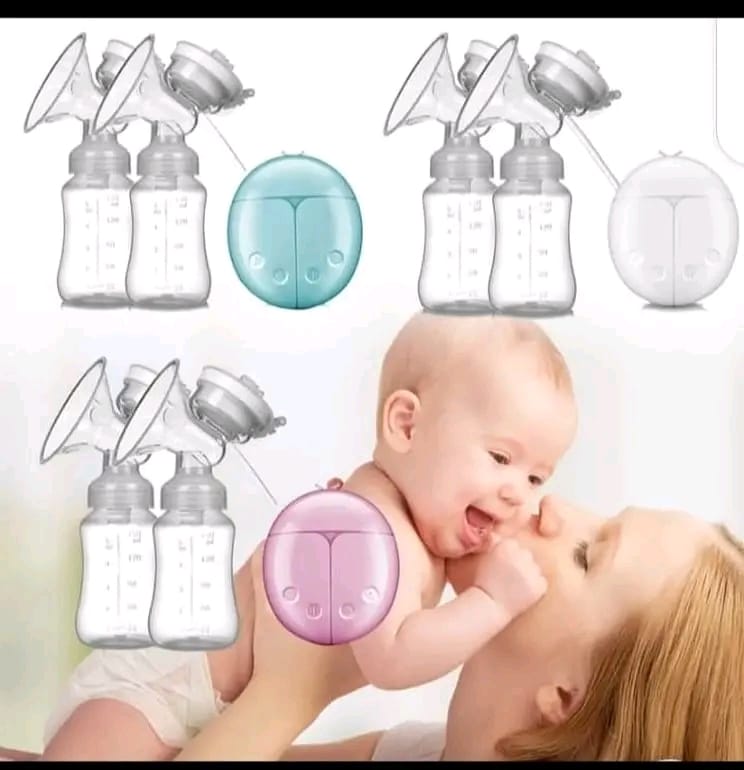 Electric Intelligent Breast Pump, BPA-Free USB Dual Breast Pump Safety Comfortable and Lightweight Automatic Massage Postpartum Breast Pump, 150ml Milk Storage Bottle with Lid and Nipple