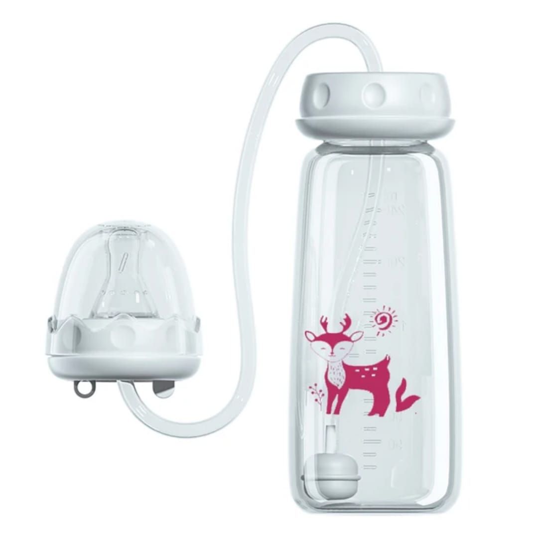 240ML Self Feeding Baby Bottle with Tube - Handless Anti-Colic Nursing System,