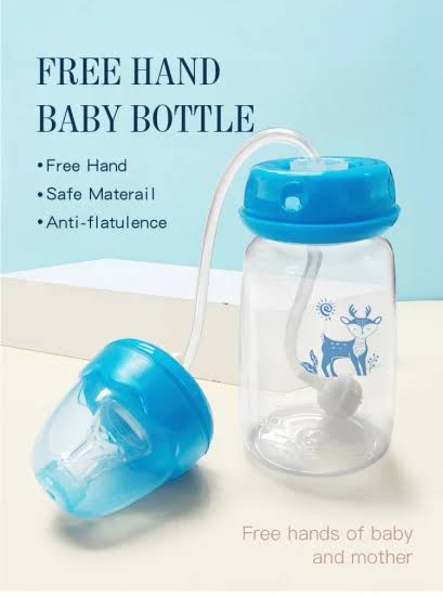 240ML Self Feeding Baby Bottle with Tube - Handless Anti-Colic Nursing System,