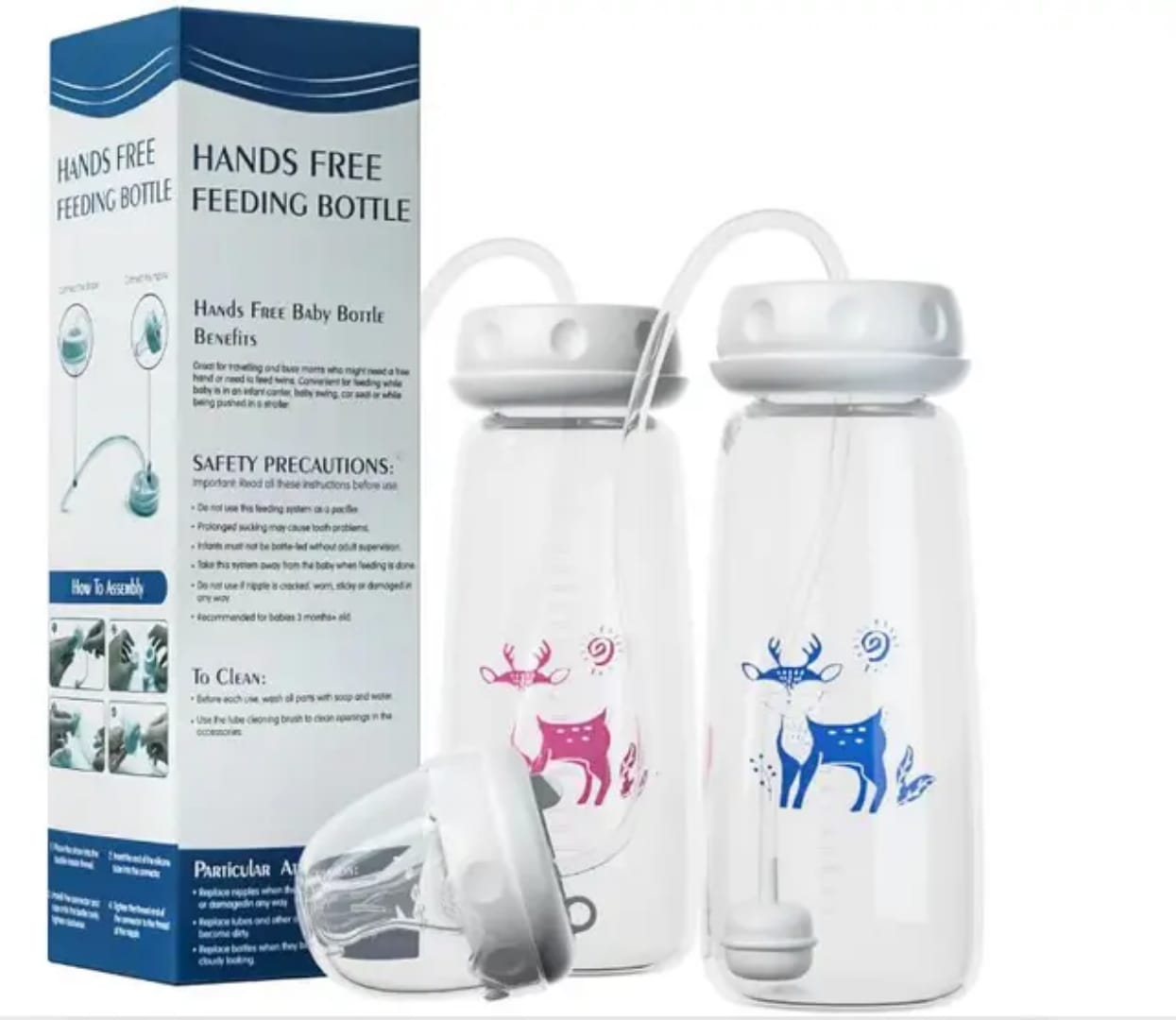 240ML Self Feeding Baby Bottle with Tube - Handless Anti-Colic Nursing System,
