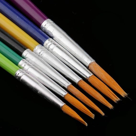 6 Pieces Fine Detailed Painting Brushes Round Pointed Tip Acrylic Watercolor Oil Ink Paint Brush Set