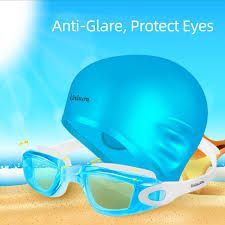 Swimming Goggles Swimming Cap Set Swim Glasses Silicone Swim hat Pack for Adults with Anti Fog Glasses for Swimming