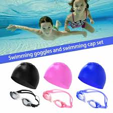 Swimming Goggles Swimming Cap Set Swim Glasses Silicone Swim hat Pack for Adults with Anti Fog Glasses for Swimming