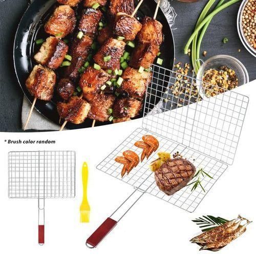 New arrival 🫑🪷🍇BBQ Berbeque Grill Mesh In Stainless Steel.Reusable grill basket is made from premium heat resistant iron construction for long term use.
 
[Wooden Handle]Practical elongated