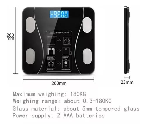 Bluetooth Rechargeable Weighing Scale Free App Multi User Bathroom Smart Body Fat BMI Digital Electronic Scale.Constructed with a high tempered clear glass scale platform and high-quality chrome finis