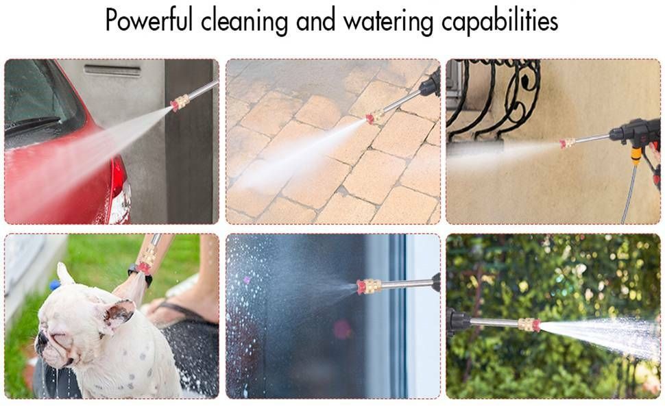 Portable High Power Cordless Car Wash Machine with 2 Nozzles and Double Rechargeable Batteries 48V 12000mAh