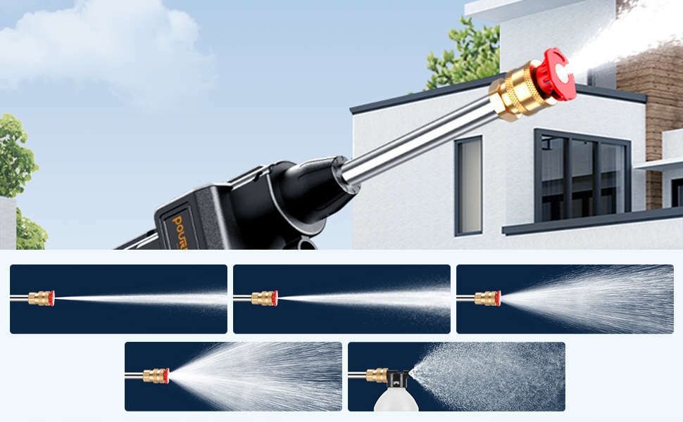 Portable High Power Cordless Car Wash Machine with 2 Nozzles and Double Rechargeable Batteries 48V 12000mAh