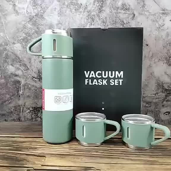 VACUUM FLASK 500ml Gift Box Set Portable Business Cup Stainless Steel Thermos Cup One Cup Flasks Water Bottle With 3 Lids