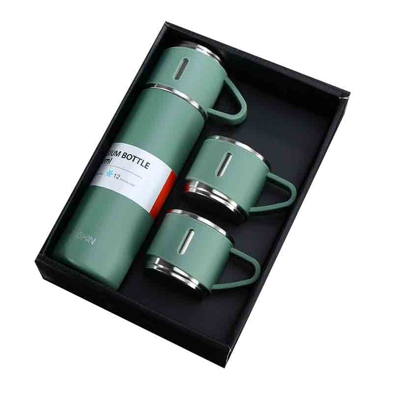 VACUUM FLASK 500ml Gift Box Set Portable Business Cup Stainless Steel Thermos Cup One Cup Flasks Water Bottle With 3 Lids