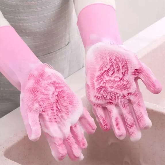 Silicon Silicone Cleaning Scrubber Gloves Dishwashing Gloves,Pet Grooming Gloves for kitchen and bathroom.Can used to wash pets or work in your small garden.

Protect your hands and prevent accidental