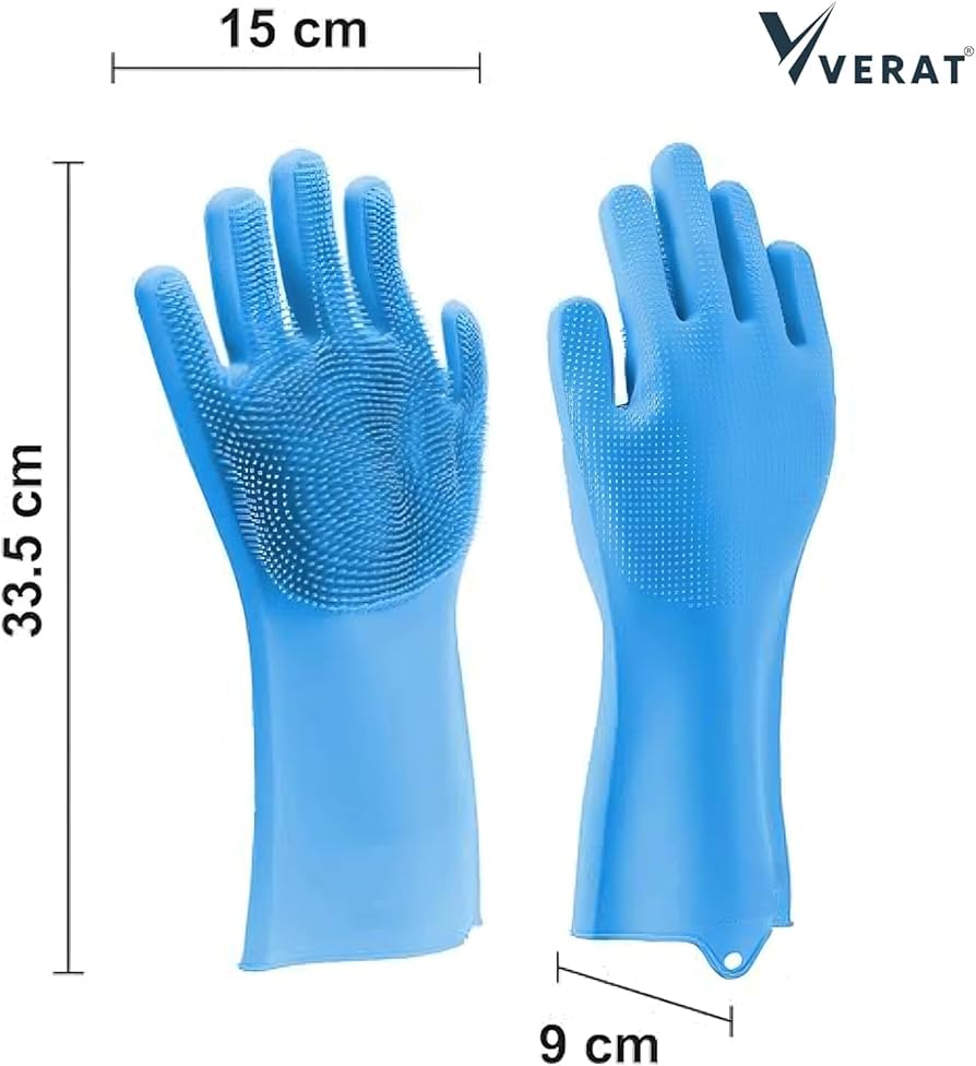 Silicon Silicone Cleaning Scrubber Gloves Dishwashing Gloves,Pet Grooming Gloves for kitchen and bathroom.Can used to wash pets or work in your small garden.

Protect your hands and prevent accidental