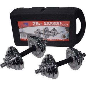 Chrome 30KG  20KG, 10KG,ADJUSTABLE DUMBELL TO BARBELL WEIGHT SET WITH CONNECTOR.Ideal for upper body works outs and toning exercises.

Attractive chrome finish stands out from traditional cast or viny