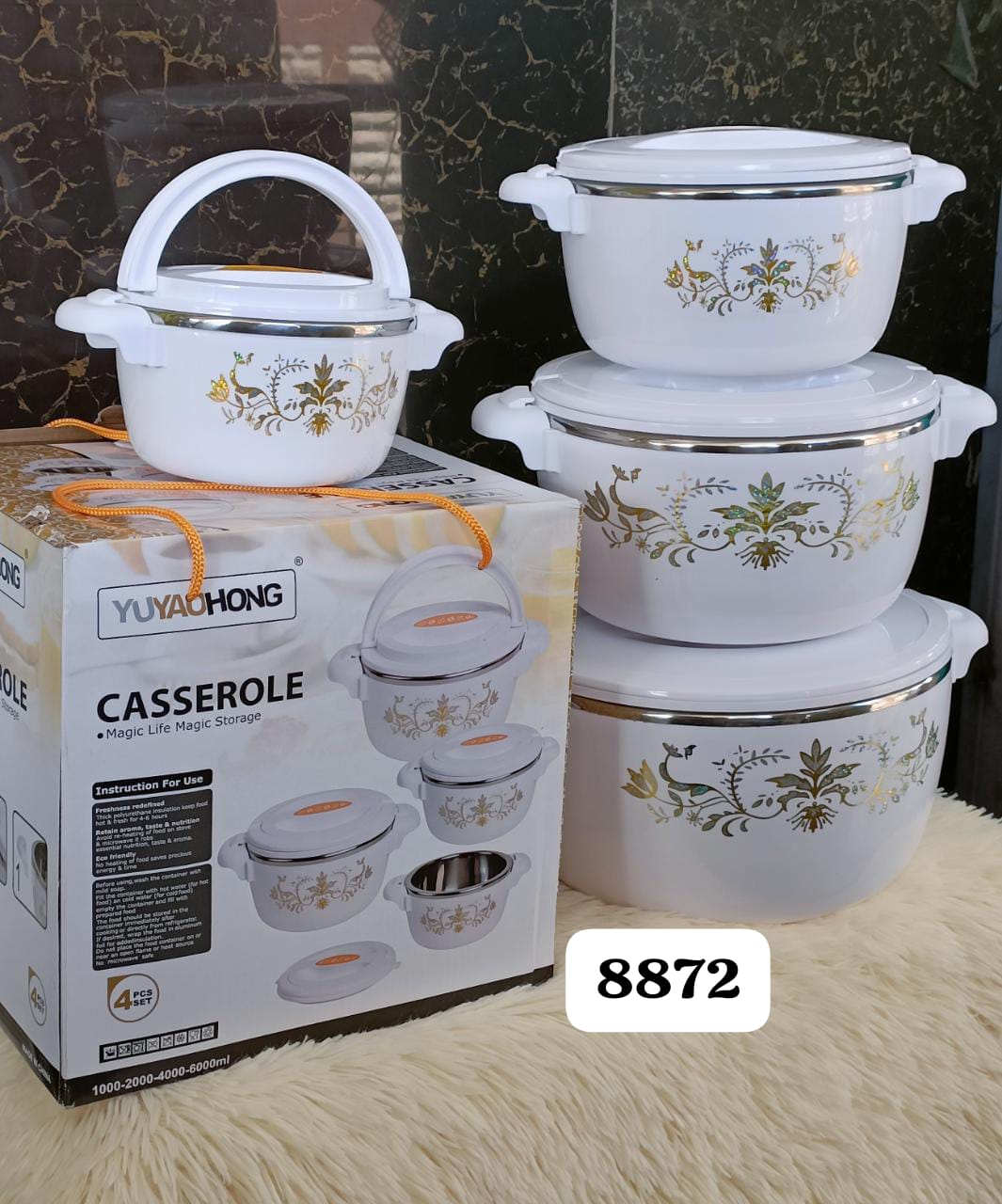 🍌Shop At Kilimall 🍌upto 50%off🌽4pcs of Casserole Hotpots Food Warmer Hot Pot, Serving Dishes Serveware Set 1000, 2000, 4000 and 6000ML