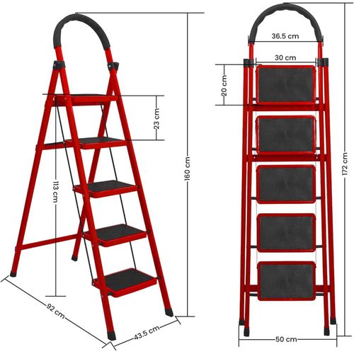🦋ON STOCK🥰5 Step Ladder,Lightweight Multi Purpose Folding Ladder for Home Kitchen Office,Space Saving🎇SECURITY AND STABILITY—High-grade Aluminium frame is constructed with strength and reliability.