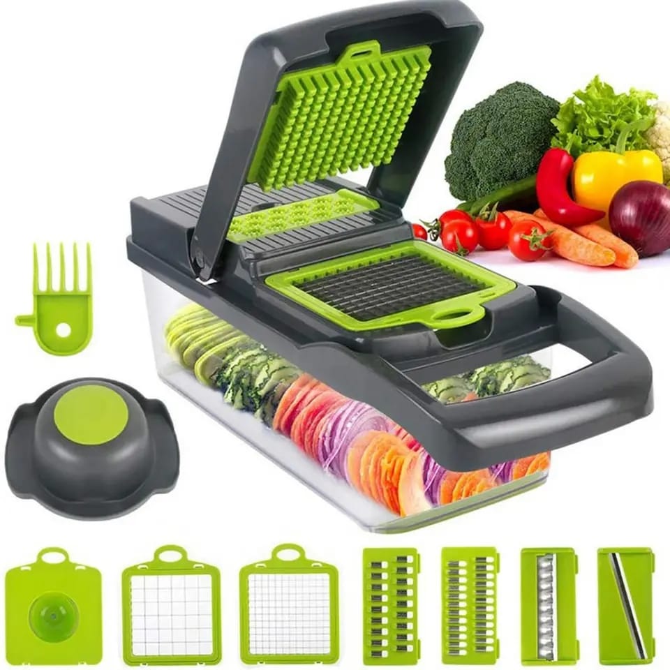 LIMITED OFFER🎇Elegant 16 piece vegetable cutter slicer dicer chopper🦋Crafted with durable BPA-free ABS plastic and rust-resistant stainless steel blades, this set includes interchangeable cutting he