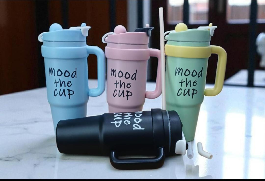 ▪️🍳Mood The Cup, Stanley Mug Tumbler With Handle and Straw Lid, Insulated Stainless Steel Travel Mug Sports Water Bottle