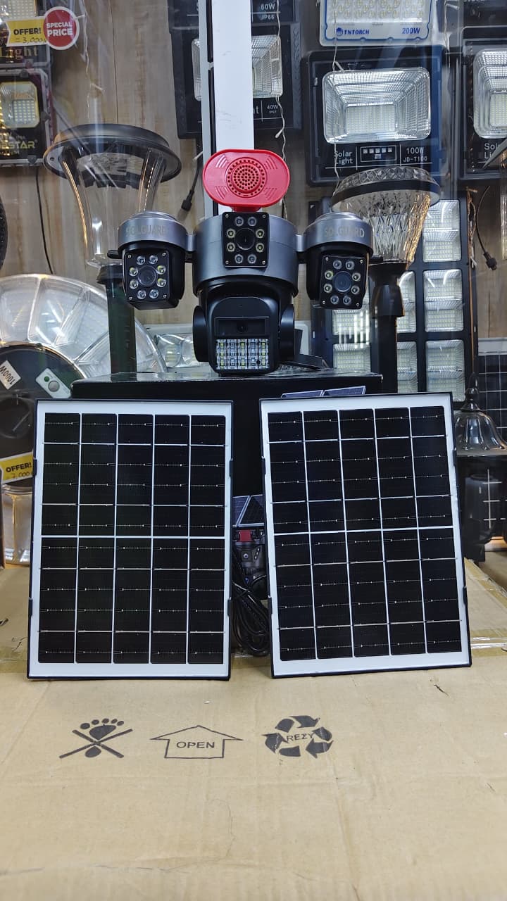 Four Lens 4G PTZ Solar Camera with High Siren Alarm* Dual Solar Panel.
* 16,000mah Battery.
* 20MP
* Motion Tracking.
* 4G Simcard: Safaricom or Airtel
* App=HiEasy.
