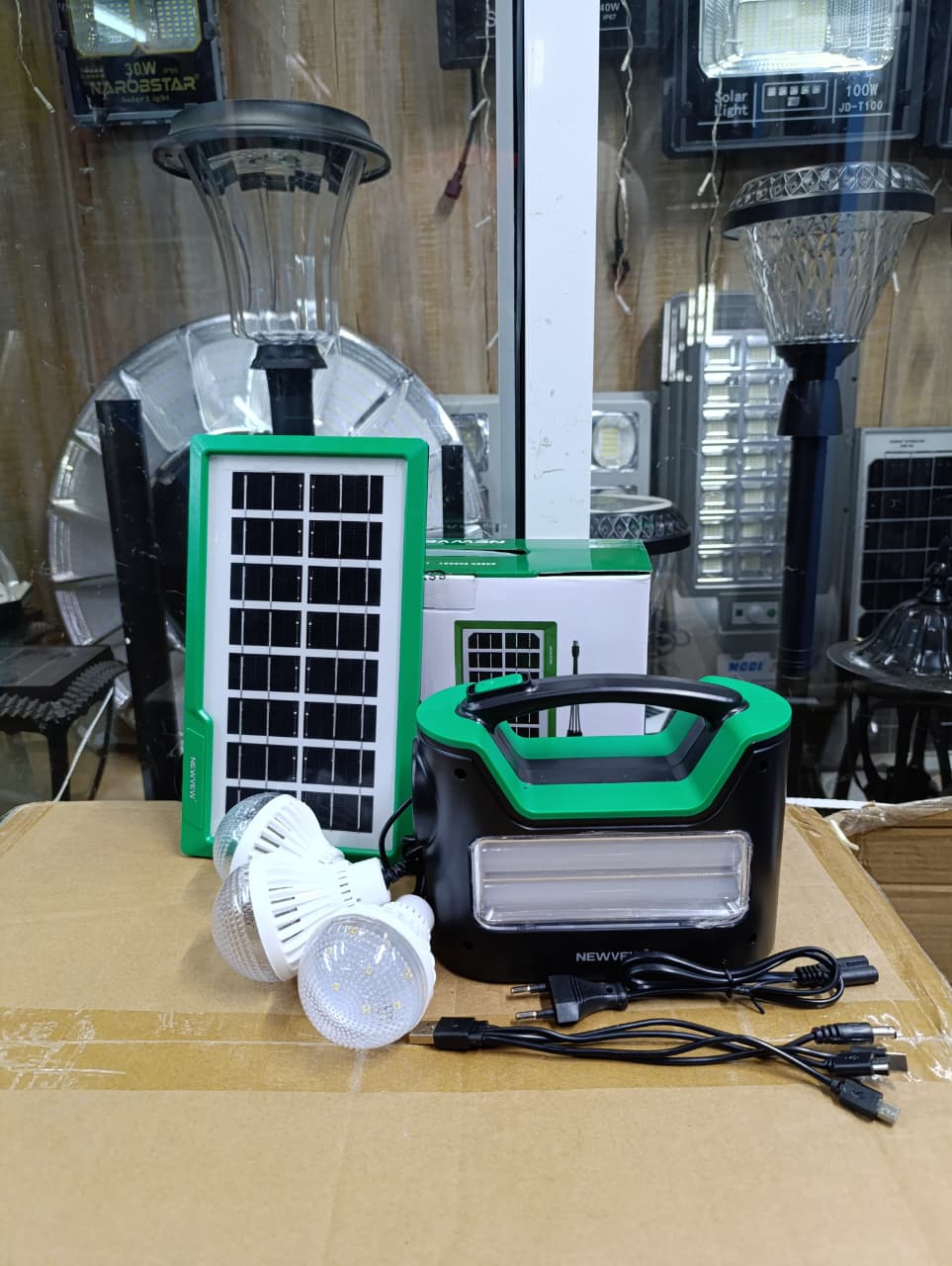 Newvew NV-T202 Solar Lighting System with 3 LED lights,Mobile Charging with Cable Switches🎇Mobile charging capability with included cables

Easy-to-use switches for control

Solar-powered for energy