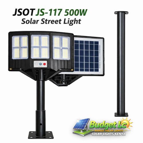 JSOT Bright LED 500W Solar Street Lamp JS-117 Motion Sensor, Dusk to Dawn, Outdoor Rain-Proof Security Light🦋built-in solar panel during the day and automatically provides bright lighting at night. T