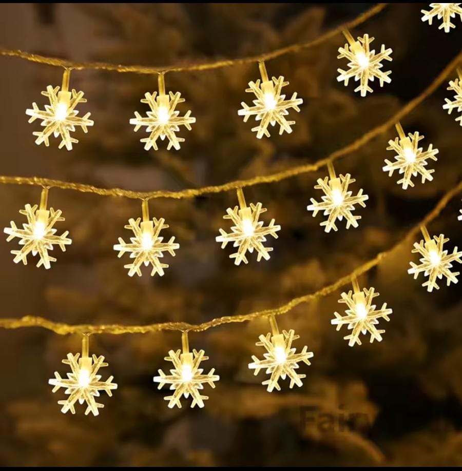 😇✨️3Meters Christmas Decoration  for Home Xmas Tree Decor Fairy Light Pendant Snowflake LED Light.