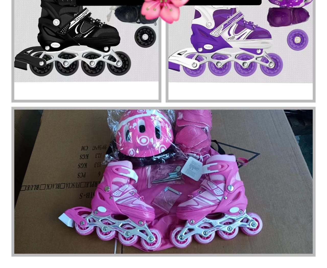 Colourful Inline Skates Full set High Quality Kid's Rollers Skates Shoes💫High quality roller-skating shoes. Excellent elasticity and abrasion resistance. Small, Medium, large size. The rollers are ma