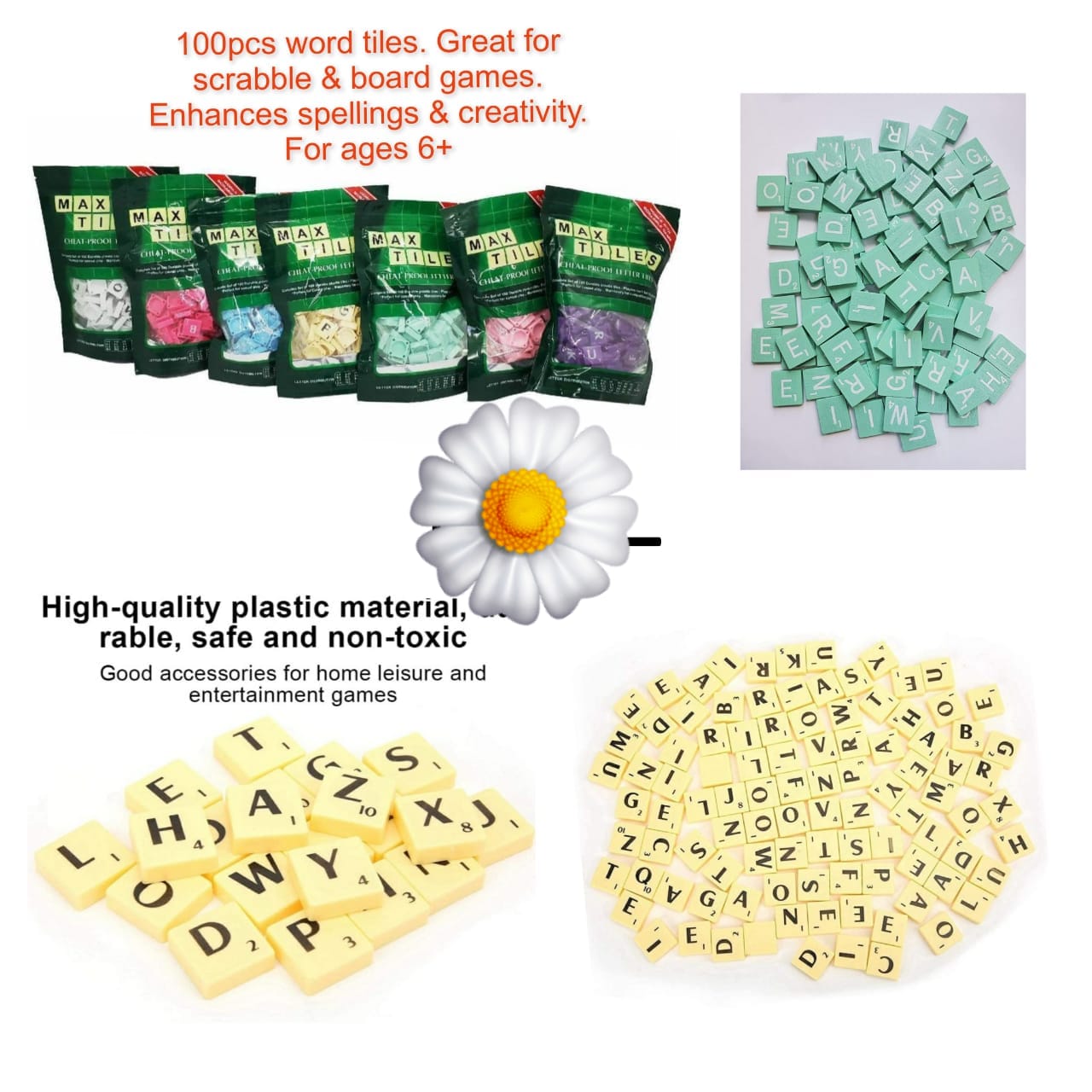 🤩100pcs  Scrabble Word Tiles Letter Alphabet Game Crafts 🤩Scrabble is the most popular word game ever published. You score points in Scrabble by creating words with letter tiles on a game board. Eac