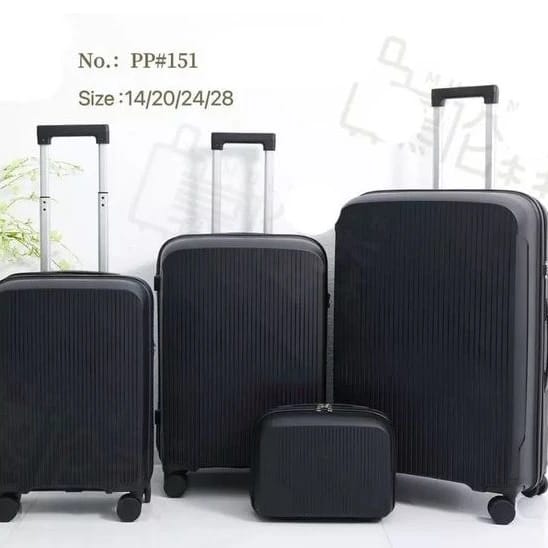 *4 in 1 Luxurious unbreakable Suitcase*

▪️Zipper closure frame.
▪️360 Easy-glide spinner wheels. 
▪️Telescopic handle system locks in multiple levels to adapt.
▪️Compression straps keep clothing neat
