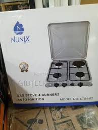 Nunix Table Top Cooker 3 Gas + 1 Electric Burner – Multifunctional Stainless Steel Gas & Electric Cooker for Fast, Efficient and Flexible Home Cooking