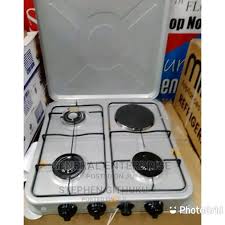 Nunix Table Top Cooker 3 Gas + 1 Electric Burner – Multifunctional Stainless Steel Gas & Electric Cooker for Fast, Efficient and Flexible Home Cooking