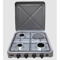 Nunix Table Top Cooker 3 Gas + 1 Electric Burner – Multifunctional Stainless Steel Gas & Electric Cooker for Fast, Efficient and Flexible Home Cooking