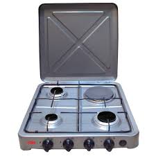 Nunix Table Top Cooker 3 Gas + 1 Electric Burner – Multifunctional Stainless Steel Gas & Electric Cooker for Fast, Efficient and Flexible Home Cooking