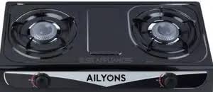 Ailyons Table Top Metallic Two-Burner Gas Cooker – Premium Stainless Steel Gas Stove for Efficient, Fast & Reliable Home Cooking