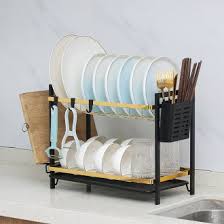 Kitchen 2 Tier Dish Rack – Large Capacity Stainless Steel Draining Rack, Rust Resistant, Space Saving, with Cutlery Holder and Drip Tray