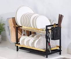 Kitchen 2 Tier Dish Rack – Large Capacity Stainless Steel Draining Rack, Rust Resistant, Space Saving, with Cutlery Holder and Drip Tray