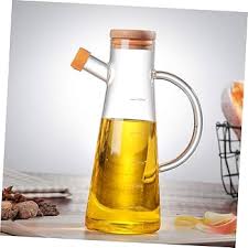 Glass Oil/Vinegar Jar with Bamboo Lid 580ml – Leak-Proof Dispenser Bottle for Kitchen, Cooking, and Salad Dressing