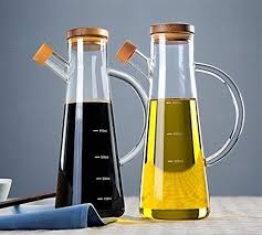 Glass Oil/Vinegar Jar with Bamboo Lid 580ml – Leak-Proof Dispenser Bottle for Kitchen, Cooking, and Salad Dressing