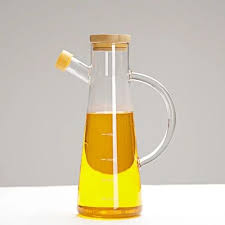 Glass Oil/Vinegar Jar with Bamboo Lid 580ml – Leak-Proof Dispenser Bottle for Kitchen, Cooking, and Salad Dressing