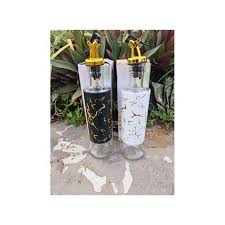 500ml Marble Glass Oil Jar – Elegant Leak-Proof Oil and Vinegar Dispenser with Bamboo Lid for Cooking, Salad, and Kitchen Décor