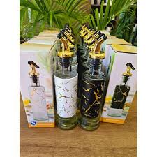 500ml Marble Glass Oil Jar – Elegant Leak-Proof Oil and Vinegar Dispenser with Bamboo Lid for Cooking, Salad, and Kitchen Décor