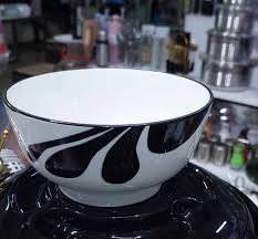 6PCS WHITE BLACK BOWLS – Elegant 6-Piece Ceramic Bowl Set for Everyday Use, Dining, and Entertaining, Durable and Stylish Design