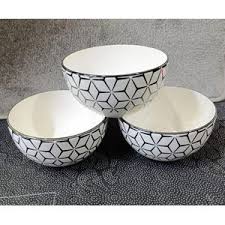 6PCS WHITE BLACK BOWLS – Stylish 6-Piece Ceramic Bowl Set for Everyday Dining, Soups, Salads, Desserts, and Entertaining