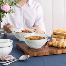 6" JAPANESE BOWLS – Set of 6 Elegant 6-Inch Ceramic Bowls for Rice, Soup, Salads, and Everyday Dining