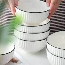 6" JAPANESE BOWLS – Set of 6 Elegant 6-Inch Ceramic Bowls for Rice, Soup, Salads, and Everyday Dining