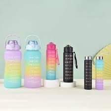 3-in-1 Motivational Water Bottles Set – 2000ml, 900ml, 300ml – Durable, BPA-Free, Leak-Proof, Fitness & Hydration Companion with Inspirational Time Markers
