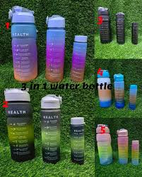 3-in-1 Motivational Water Bottles Set – 2000ml, 900ml, 300ml – Durable, BPA-Free, Leak-Proof, Fitness & Hydration Companion with Inspirational Time Markers