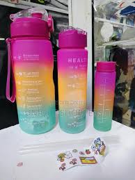 3-in-1 Motivational Water Bottles Set – 2000ml, 900ml, 300ml – Durable, BPA-Free, Leak-Proof, Fitness & Hydration Companion with Inspirational Time Markers